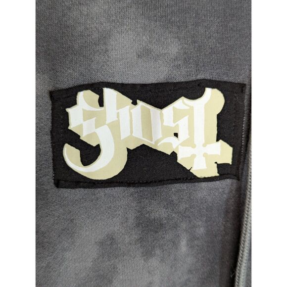NWT GHOST Band Zip Up Hoodie Jacket Sz M Gray Patches Bat Embellished Hoy Topic - Picture 5 of 10